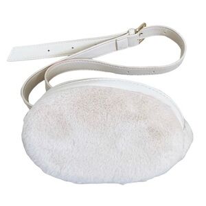 Topshop Furry Waist Purse Fanny Pack Ivory White